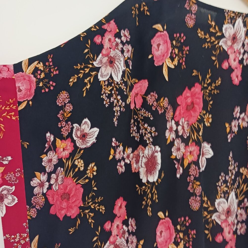 Knox Rose, Midi Bohemian Floral Open Front Kimono Size M/L, Boho, Cover Up, Wrap - Picture 9 of 16